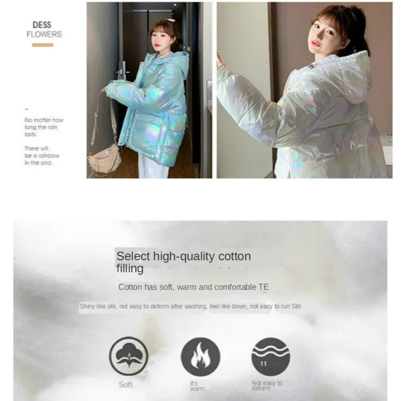 

New Winter Women's Down Jacket Fashion College Style Candy Color Hooded Jacket Women Outdoor Leisure Mid-length Cotton Jacket