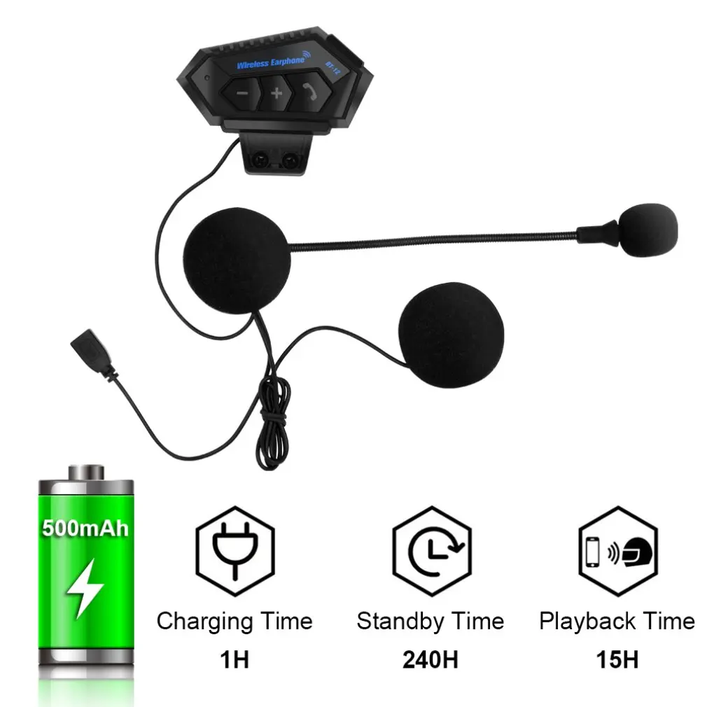 

QTB35 Motorcycle Helmet Wireless Headsets Hands-free Kit Stereo Anti-interference Interphone Music Player Earphones