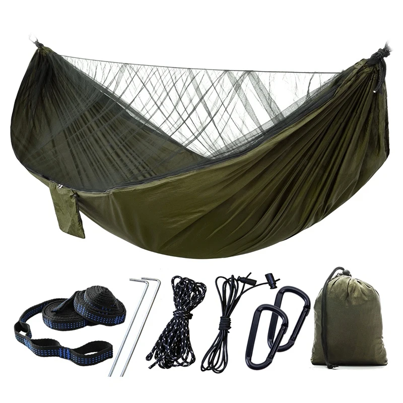 

Camping Hammock Mosquito Net Portable Nylon Hammock Rain Fly Tree Straps for Hiking Camping Survival Travel