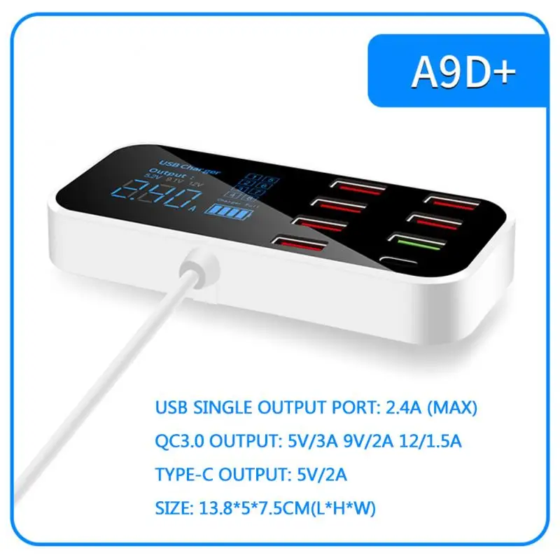 A9D 40 Вт/8A 8-портовый USB-адаптер стандартное зарядное устройство умный светодиодный