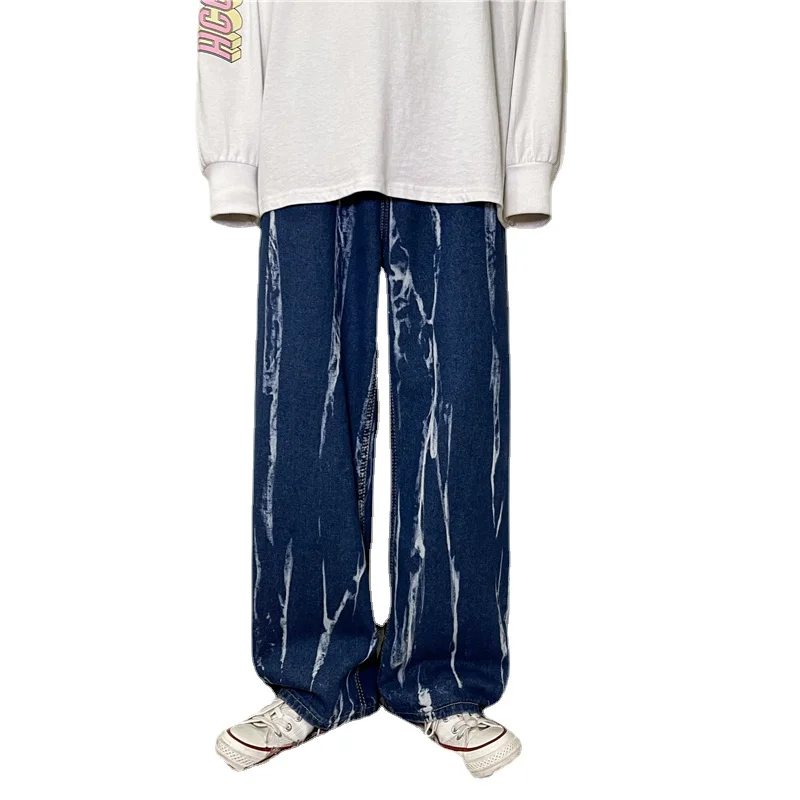 

Men's Jeans Tie-dye Casual Hip-hop Fashion Wide-leg Pants Men Classic Tooling Loose Jeans Pocket Jeans 2 Colors Plus Size S-3XL