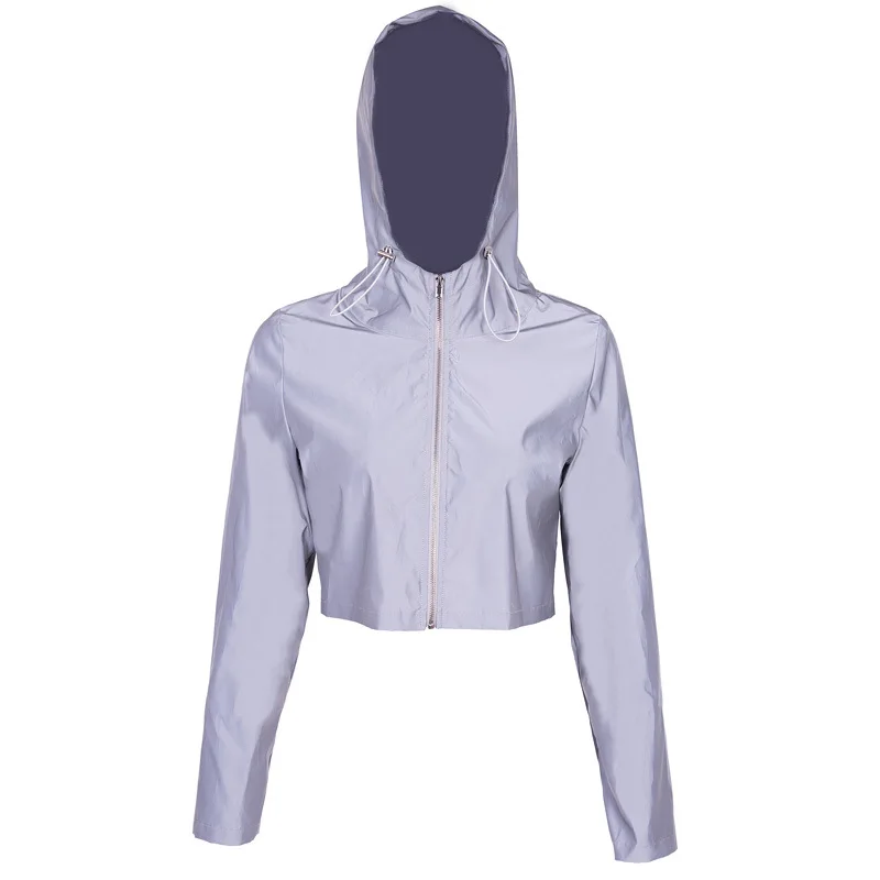 

coat sweater hooded drawstring top sexy open navel zipper flash