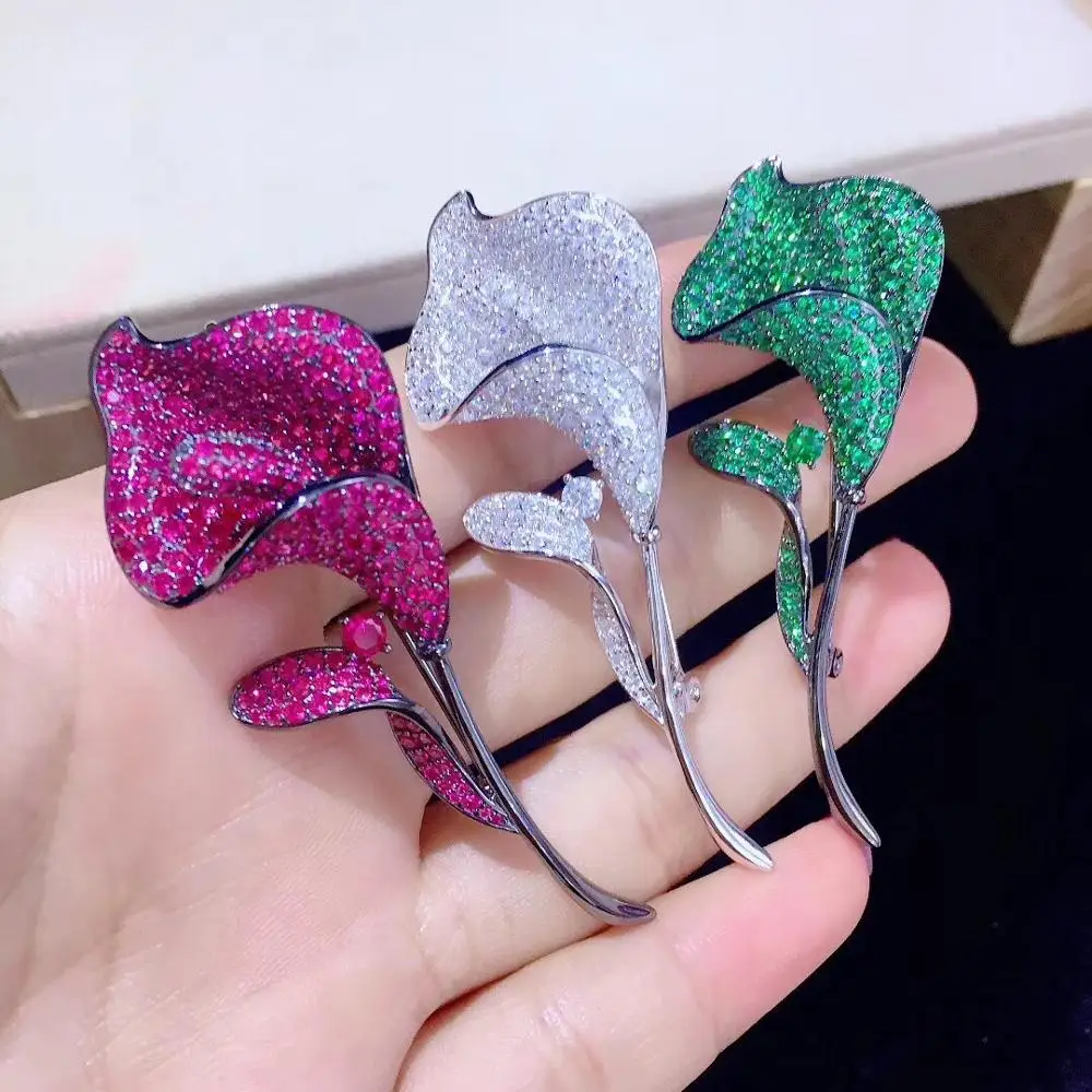 

Женская Брошь из серебра 925 пробы с кубическим цирконием, белая, зеленая, розовая, красная бижутерия