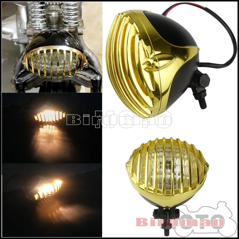 

Винтажный мотоциклетный Головной фонарь 12 В в стиле ретро, индивидуальный дальний/Ближний свет, Головной фонарь для Harley Chopper Bobber Cafe Racer, гало...