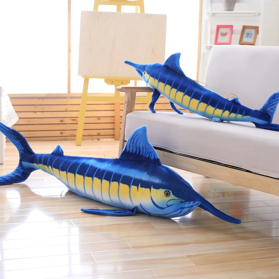 Имитация акулы и синего марлина плюшевые игрушки мягкие искусственные животные