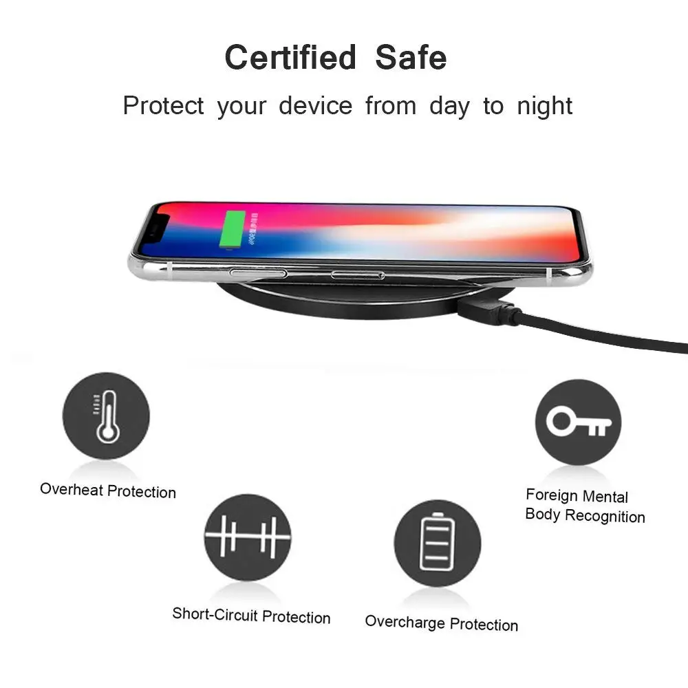 QI 10W Quick Wireless Charger For Apple iPhone XS Max XR X 8 QC 3.0 Fast Charging LG V30 Blackberry Evolve USB Pad | Мобильные