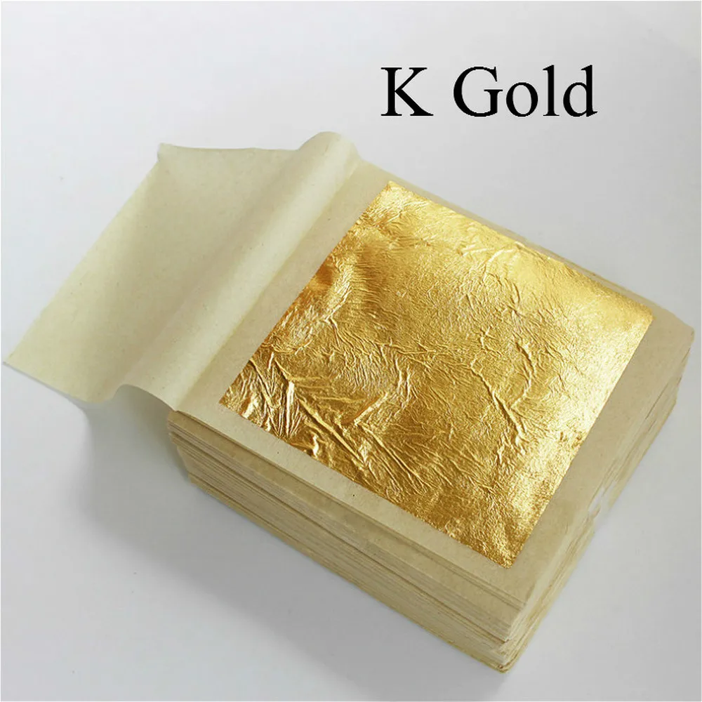 20 шт 9X9cm24K сусальное золото Фольга-Бумага крафт-украшение в виде листа для маска
