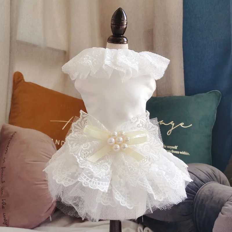 

Luxury Pet Clothes, Romantic Pet Wedding Clothes With Pearl Wedding Dresses, Princess Clothes, Dog Supplies