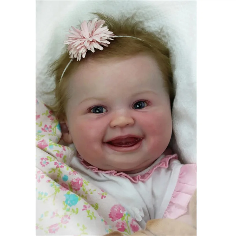 22 дюйма наборы кукол Reborn Baby Smile Face силикон Bebe Doll сделай сам с глазами ткань тело