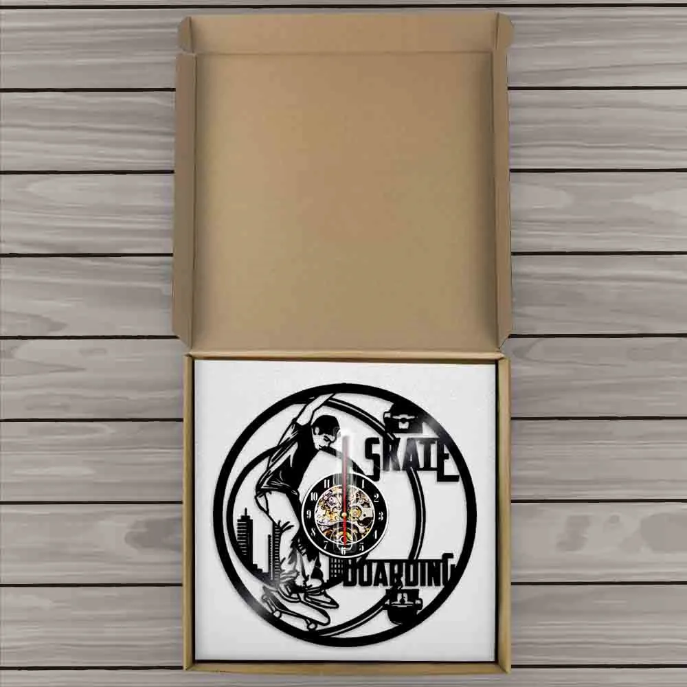 Настенные часы для скейтборда тихие дизайнерские настенные с виниловой