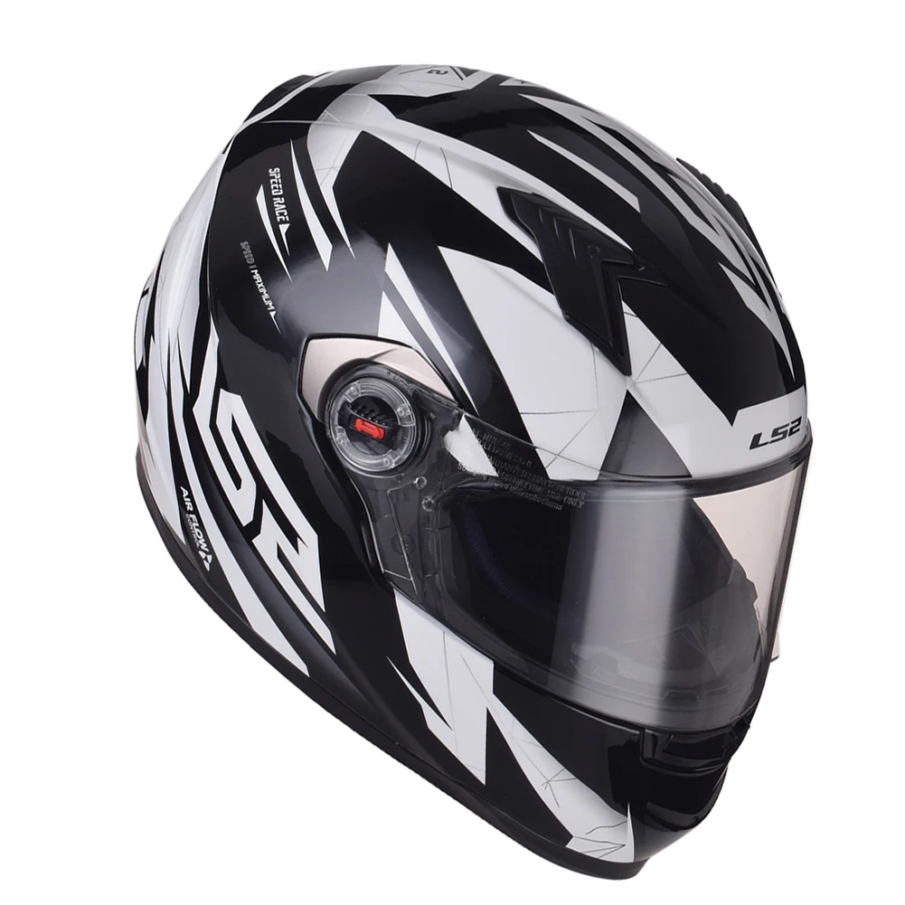 LS2 дренаж черный/белый полный лицо мото гоночный мотоциклетный шлем велосипед