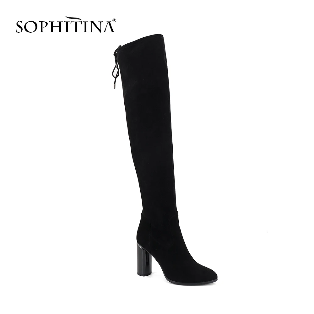 Женские ботфорты SOPHITINA повседневные уличные сапоги с круглым носком на высоком