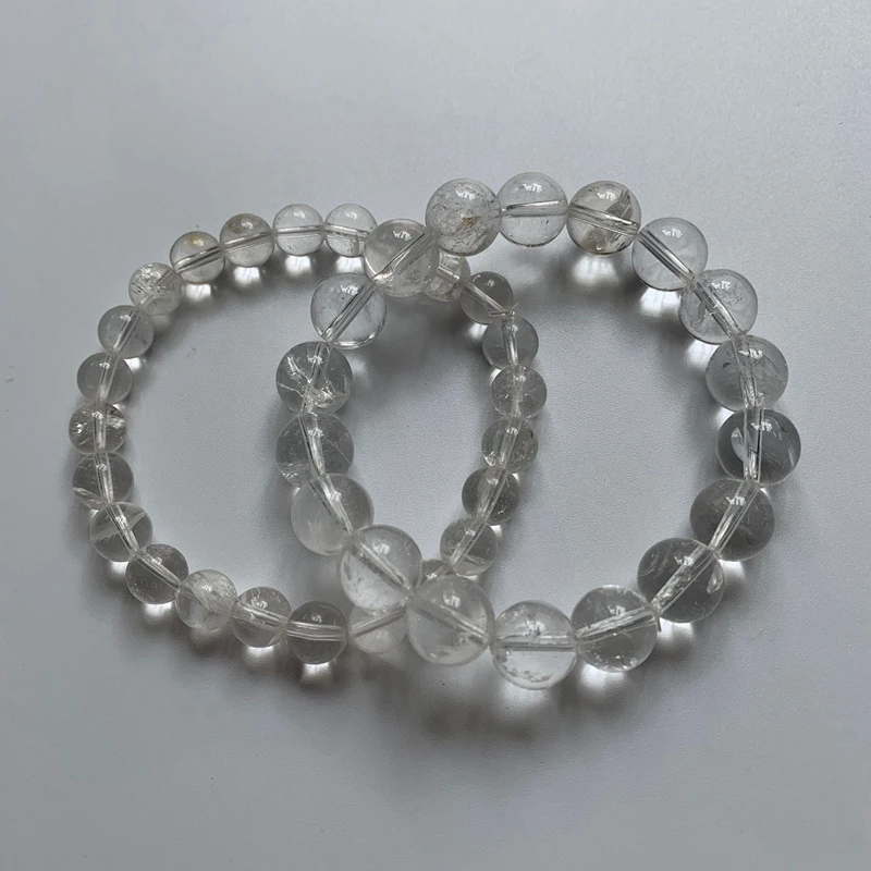 

8 10MM Natural Clear Quartz Stone Tibetan Silver Beads Charms Pendant Bracelet Strand Men Women Girls 1pc Dropship