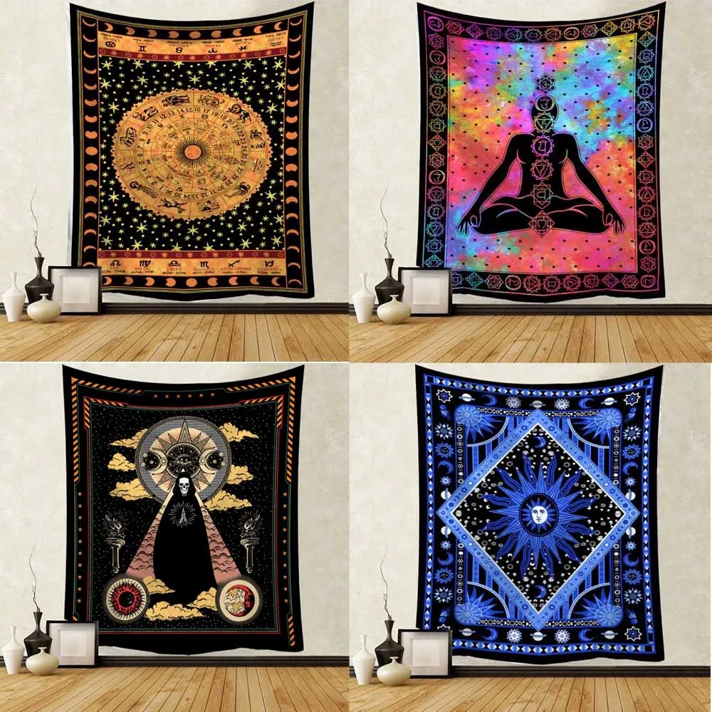 

С психоделической мандалой Tarot гобелен настенный Witchcraft домашний ковер тканевый пляжный коврик для йоги одеяло для спальни настенный ковер ...