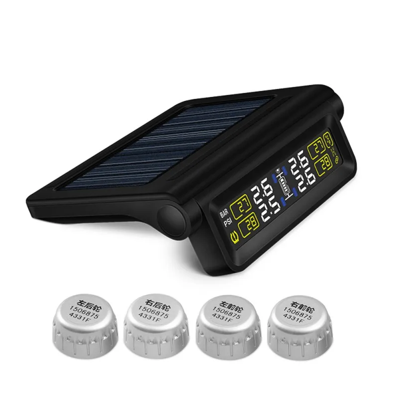 Солнечная автомобильная система контроля давления в шинах TPMS беспроводной 4