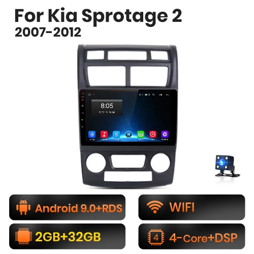 WIFI (2GB-32GB) AWESAFE для Kia Sportage 2007 2008 2009 Автомобильный Радио Мультимедиа Видео плеер gps Нет 2din 2 din Android 8,1 2 ГБ+ 32 ГБ - Цвет: WIFI (2GB-32GB)
