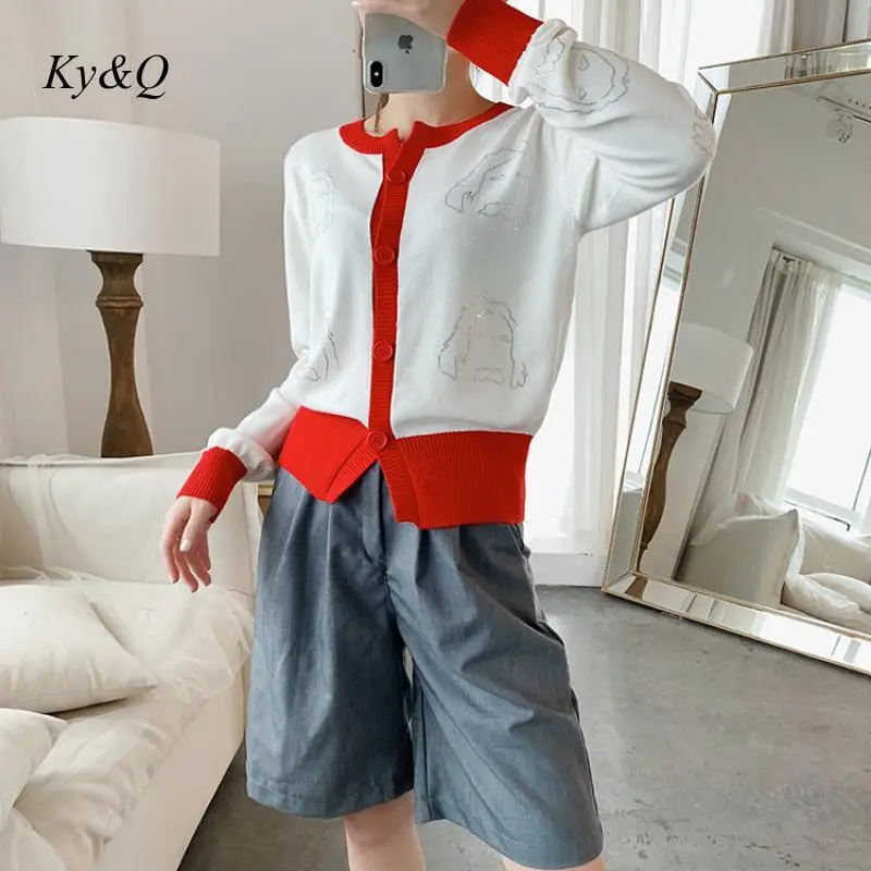 Женский трикотажный кардиган подиумный дизайнерский красный составного кроя с