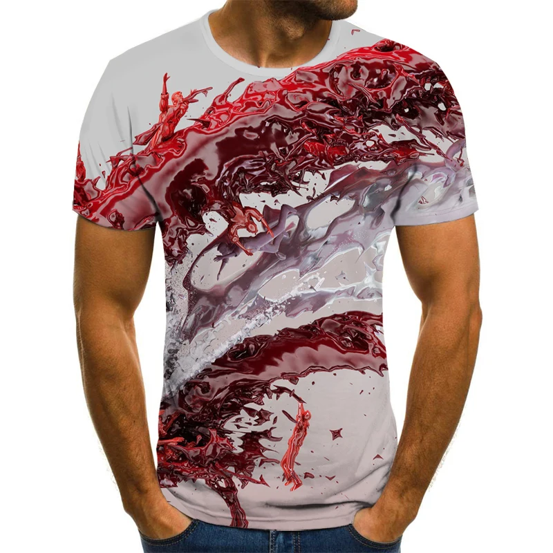 Новинка 2020 Мужская футболка с трехмерным вращением летние модные топы коротким