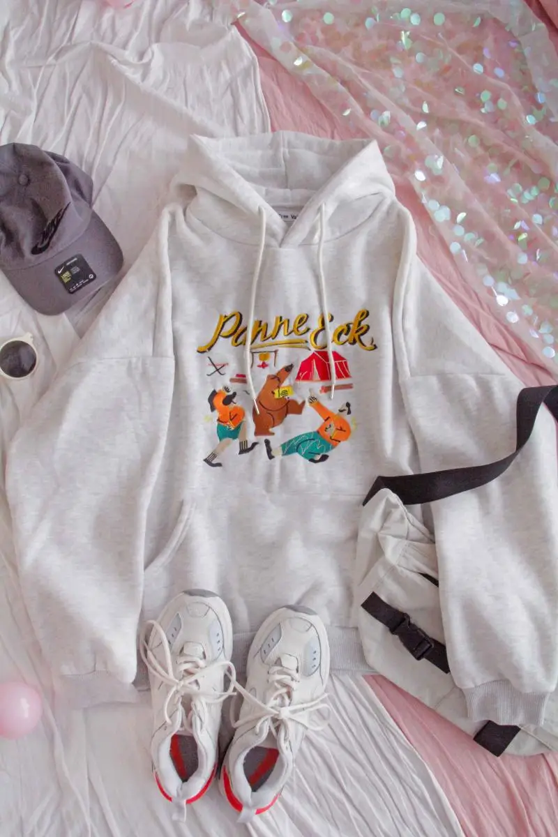 

Plus Velvet Hooded Women Autumn Winter Korean Harajuku INS Letters Embroidery Long Sleeve Hoodies Girl Pullover Student Tops