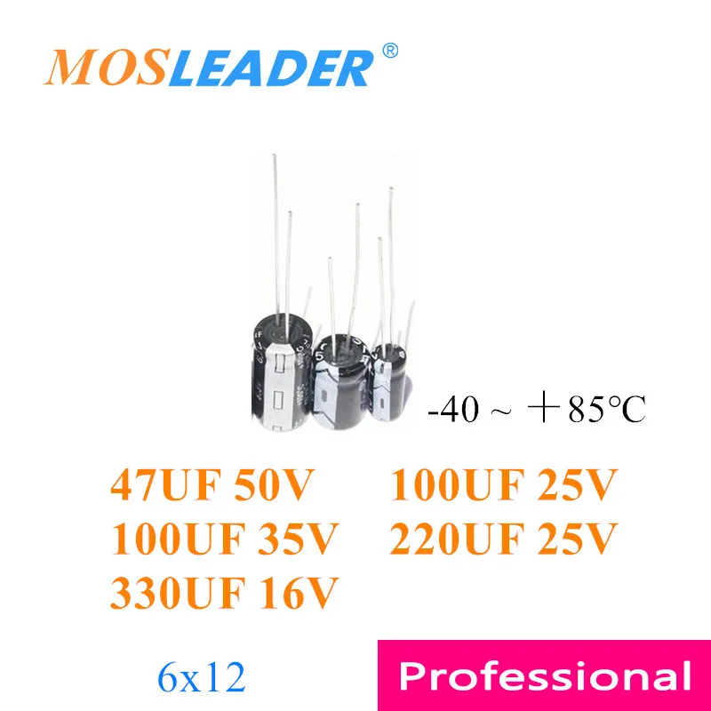 

Mosleader 1000 шт. 6*12 47 мкФ 50V 100 мкФ 25V 35V 220UF 25V 330 мкФ 16V 6x12 сквозное отверстие алюминиевый электролитический конденсатор-40 + 85 ℃ DIP