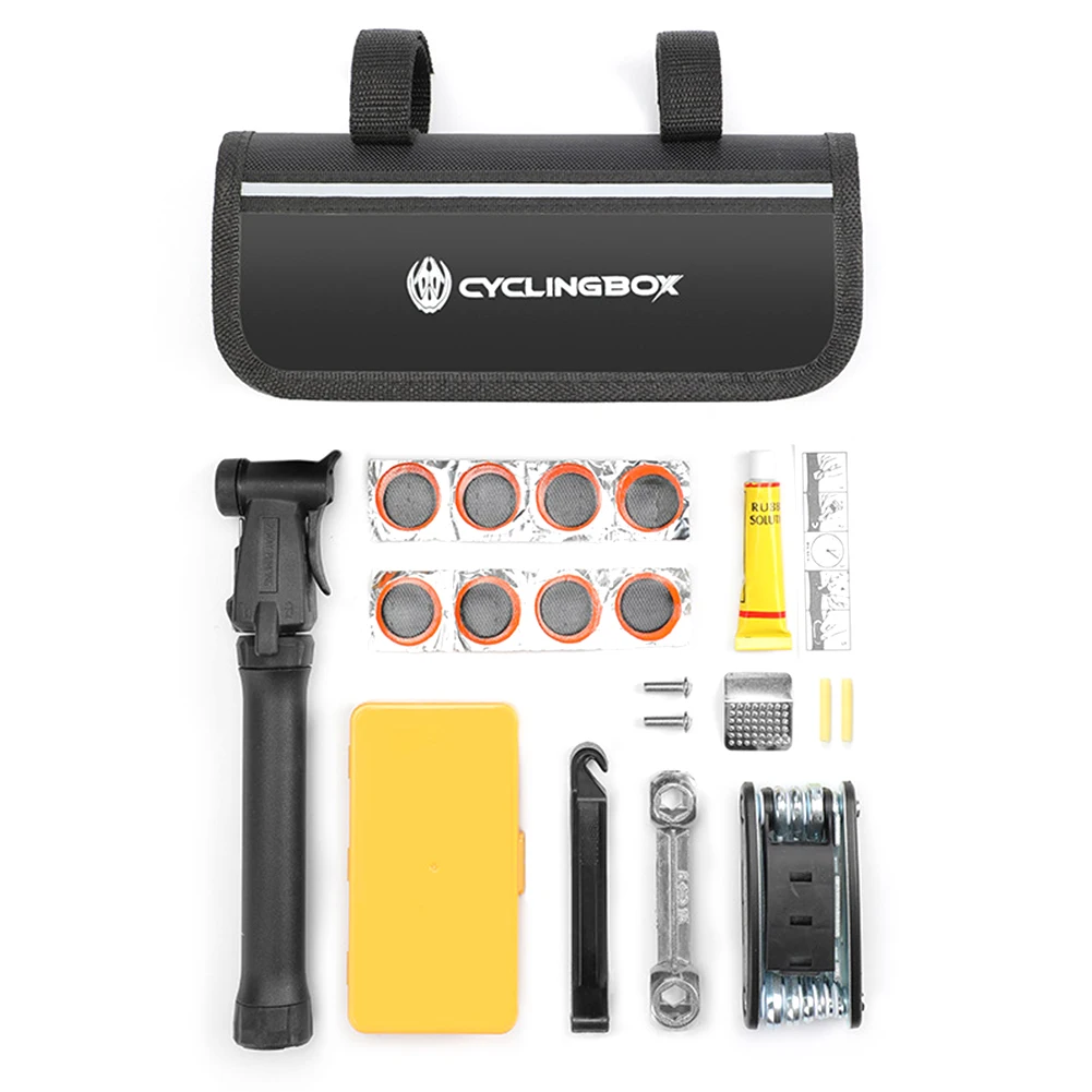 

CYCLINGBOX Bicycle Tire Inflator Pump MTB Bike Tyre Patch Repair Tool Kits
