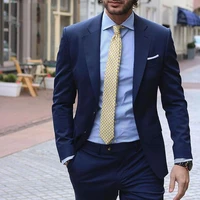 formal business navy blue mens classic suits slim fit groom tuxedo best man blazer jacket pants 2piece costume homme ternos