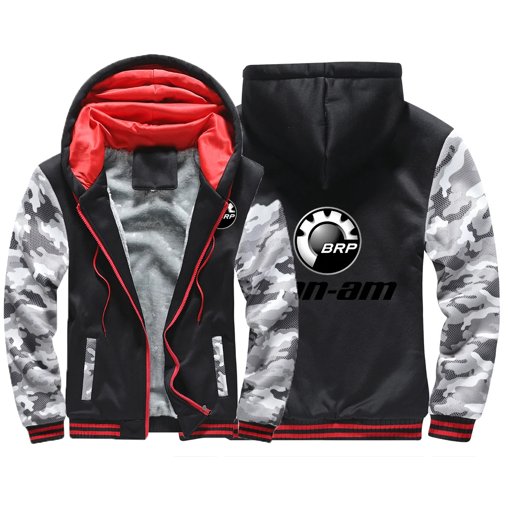 

Winter Hoodie Sweatshirt Streetwear Men 2021 CAN-AM BRP Logo Hooded Sweatshirts Patchwork Hoodie Men Fleece Harajuku Tops