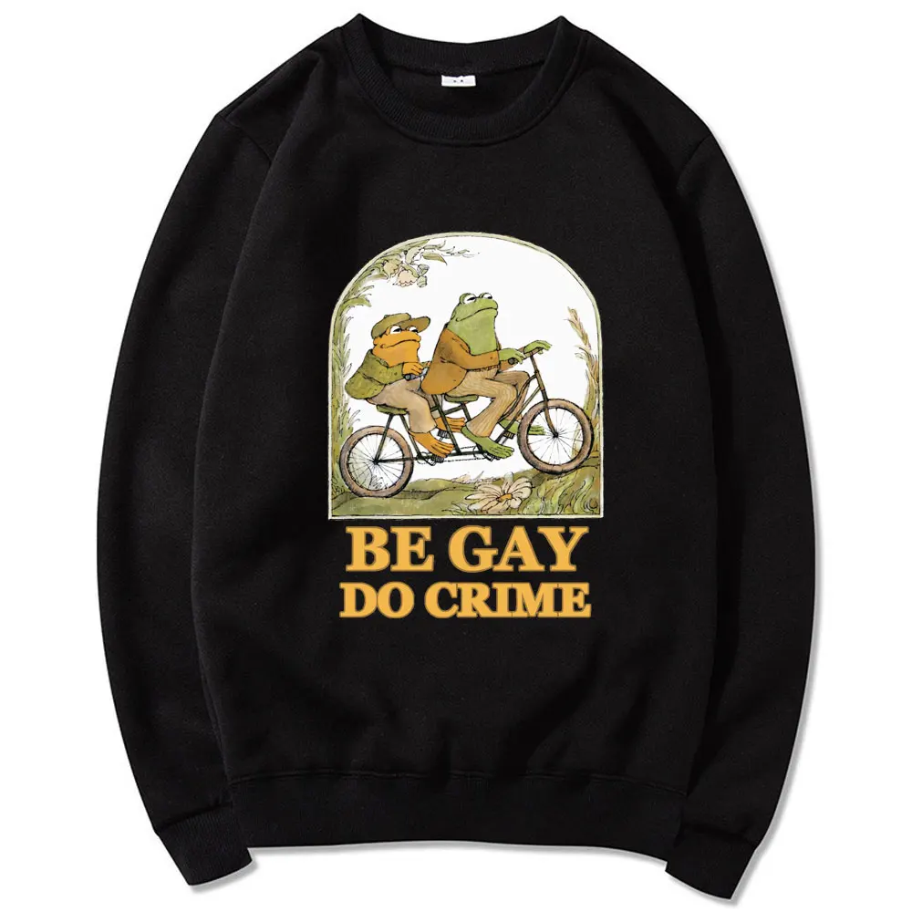 

FUNNY Ride Bike Frog Pattern Sweatshirt Men Women Spring Autumn Long Sleeve Black Basic Street Clothing Male Loose Sweatshirts
