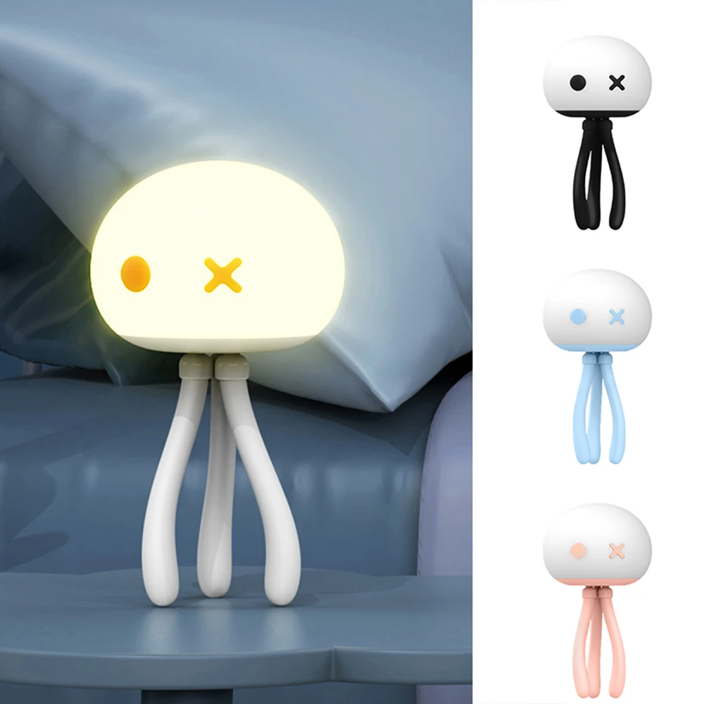 

Cute Jellyfish Shape Night Light USB Rechargeable Touch Sensor Soft Silicone Nightlight Bedside Baby Crib Night Lamp for Nursery