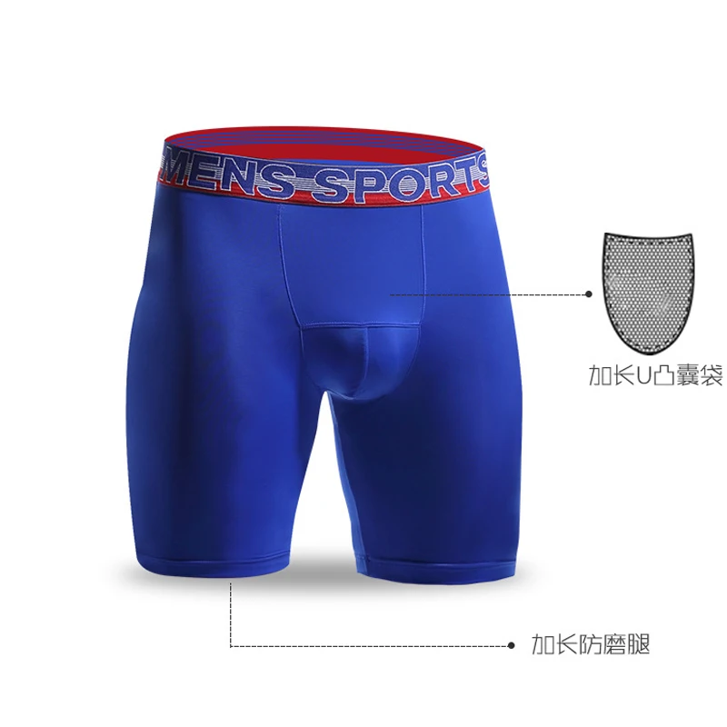 

Ice mesh mens long cock boxers underwear sports man running lengthening wear resistant leg modal flat pants long leg pants