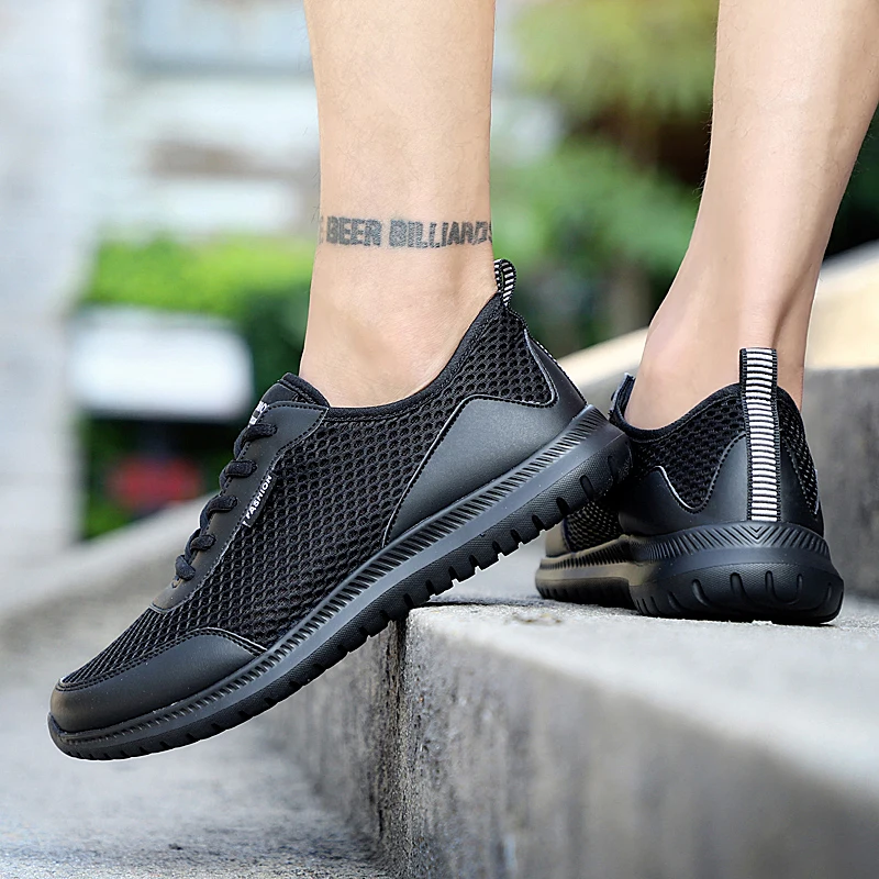 

Summer Men Shoes Size 38-48 Mesh Breathable Lace Up Lightweight Comfortable 3 Colors Sneakers Men 2021