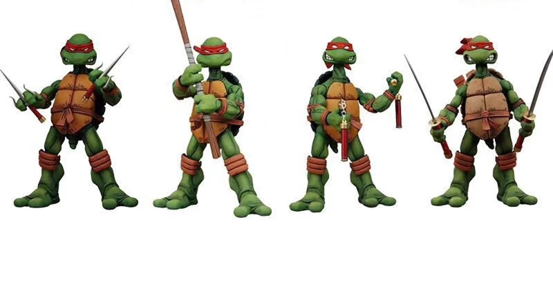 

Anime 4 PCS LEONARDO MICHELANGELO DONATELLO RAPHAEL Turtles Model Color Red Headband PVC Action Figures Collection Toy doll gift