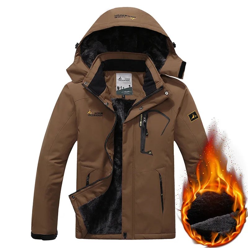 Men Brown Jacket TWTOPSE Для мужчин катание на сноуборде и лыжах куртка зима Водонепроницаемый Спорт на открытом воздухе теплое, для катания на велосипеде, для рыбалки, с защитой от ветра Пеший Туризм Кемпинг флисовой куртки пальто для активных видов спорта вне помещений - Цвет: Men Brown Jacket