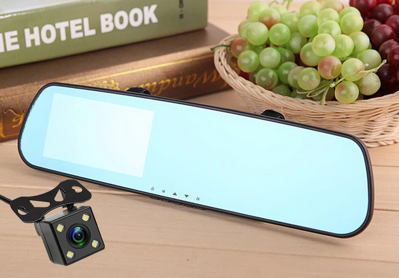 Автомобильный видеорегистратор с двумя объективами 4 3 дюймов видеокамера