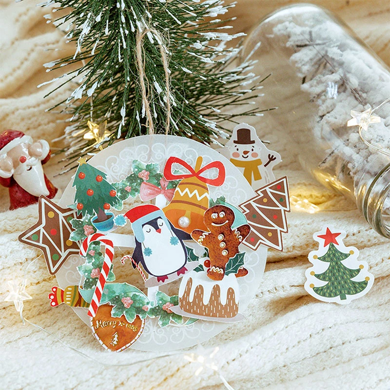 46 шт./кор. Новогодние ёлки наклейки Kawaii Наклейки с оленями Клей милые декор