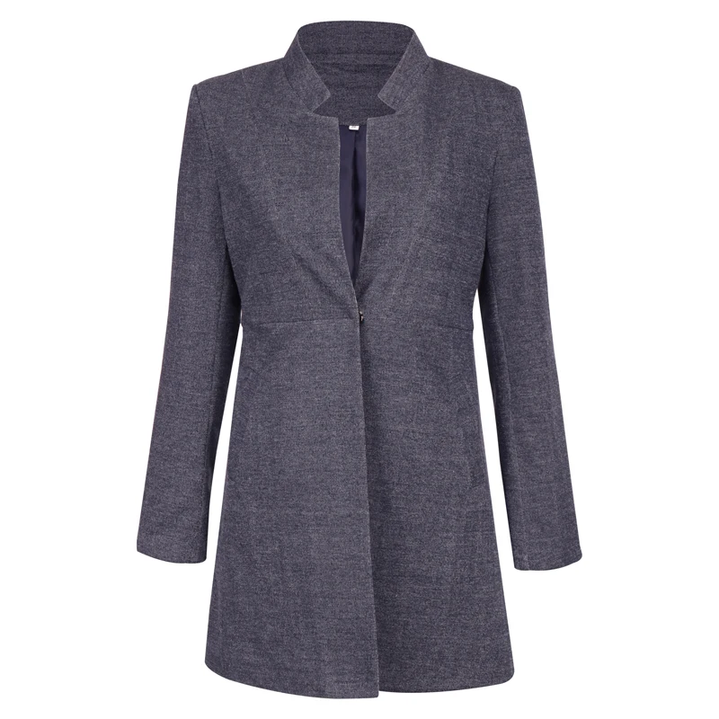 NavyBlue Женское облегающее пальто, топы, Осень-зима, повседневное, отложной воротник, на одной пуговице, черное, модное пальто, для девушек, Офисная верхняя одежда, одежда - Цвет: NavyBlue