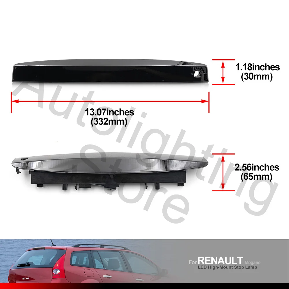 1Pc Smoked Lens LED High Mount Third Brake Light For Renault Megane II MK2 Estate 2003-2009 3rd Stop Lamp Tail Warning Lights - купить по