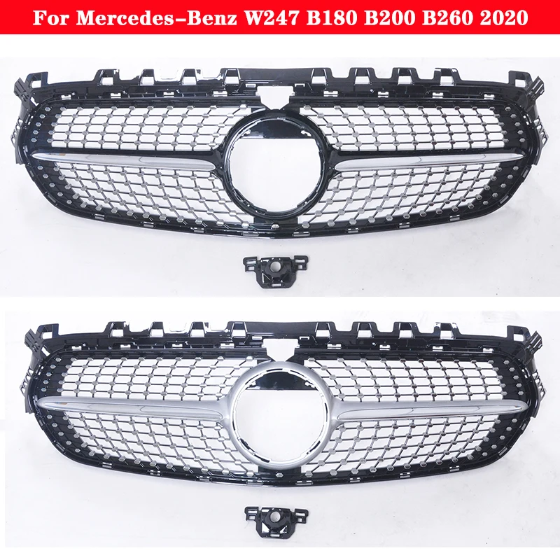 

Car styling Middle grille for Mercedes-Benz B-class W247 B180 B200 B260 2020 Diamond Silver Black front bumper Center Grille
