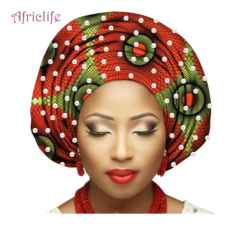 Шарфы с бусинами африканские бусины тюрбан головной убор нигерийский 100% хлопок