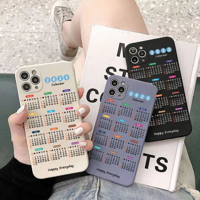 New Year 2022 Calendar Phone Case For iPhone 13 12 11 Pro Max X XS XR 7 8 6 6S Plus SE 2020 Fashion Soft TPU Silicone Cover