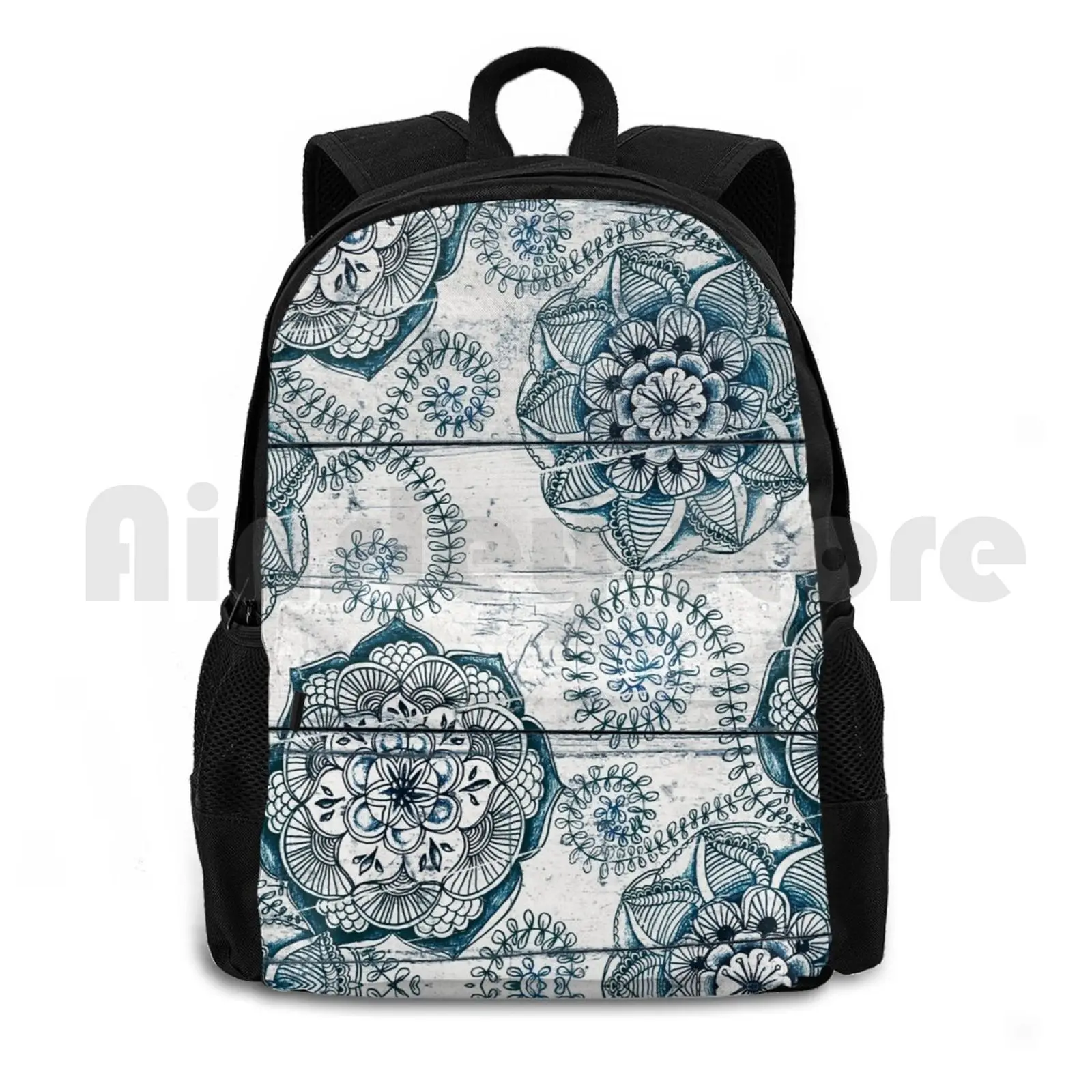 Потертый шикарный темно-синий деревянный походный рюкзак для отдыха на открытом