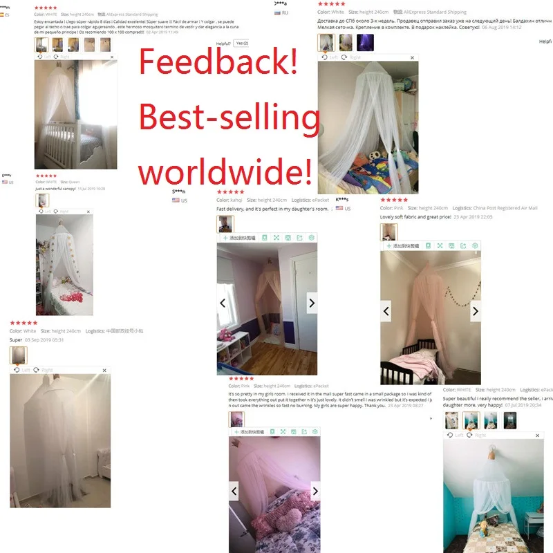 

Baby Bed Canopy Curtain Around Dome Mosquito Net Crib Netting Hanging Tent for Children Baby Room Decoration