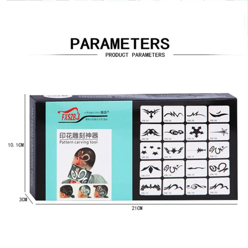 20 шт./компл. шаблон для татуажа волос триммер резной окраски Рисунок трафарет