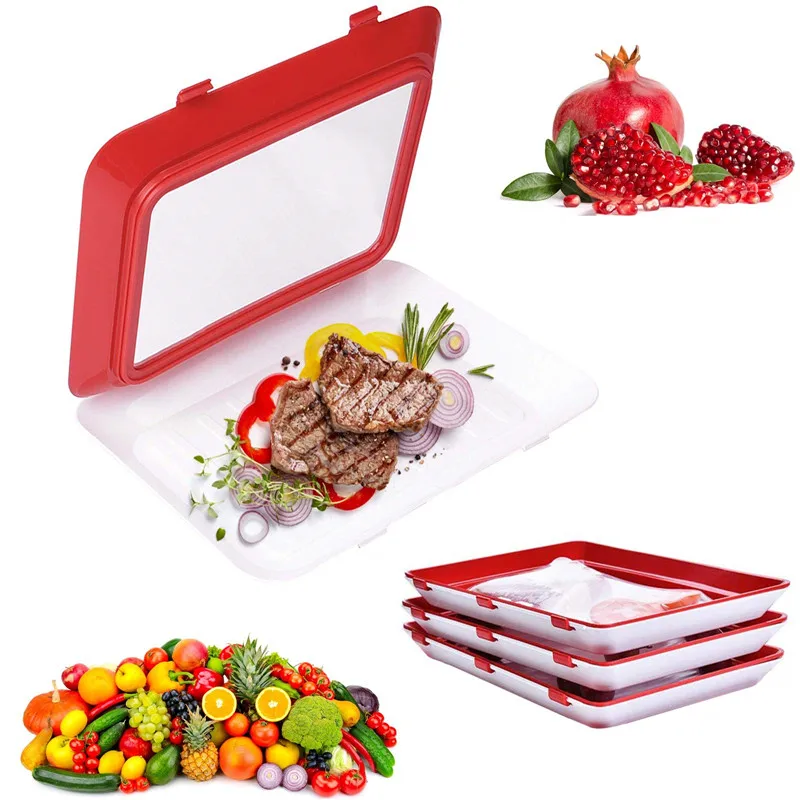 

Food Storage Tray 6PCS Plastic Preservation Serving Tray High Quality Plastic Food Organizer Refrigerator Kitchen Cover Plates
