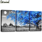 3 шт. diy Алмазная картина голубое дерево Луна Пейзаж Алмазная вышивка полный квадратный Круглый Алмаз Мозаика Стразы живопись
