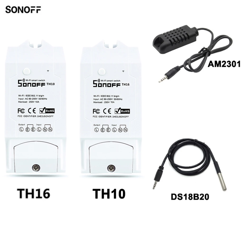 5 шт. SONOFF TH10/ TH16 WiFi умный переключатель датчик температуры и влажности пульт