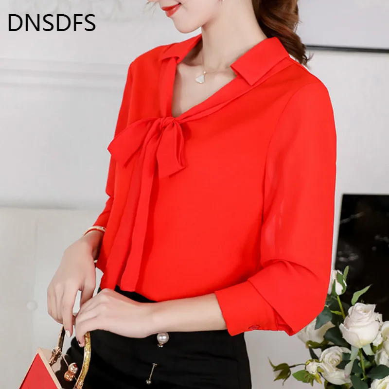 Русская модная леди Весна Осень 2019 Женская белая рубашка рубашки с длинными