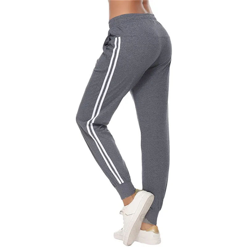 Женские повседневные Простые спортивные брюки свободные полосатые эластичные
