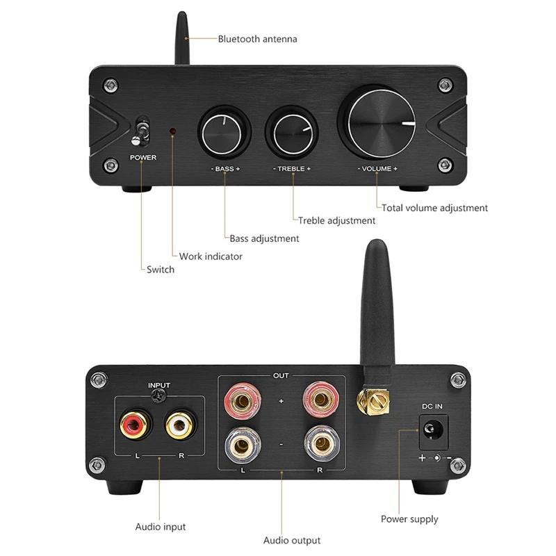 Hifi Bluetooth 5 0 Tpa3116 2 стерео усилитель мощности Аудио 100 Вт x2 Pcm5102A декодирующий Dac для