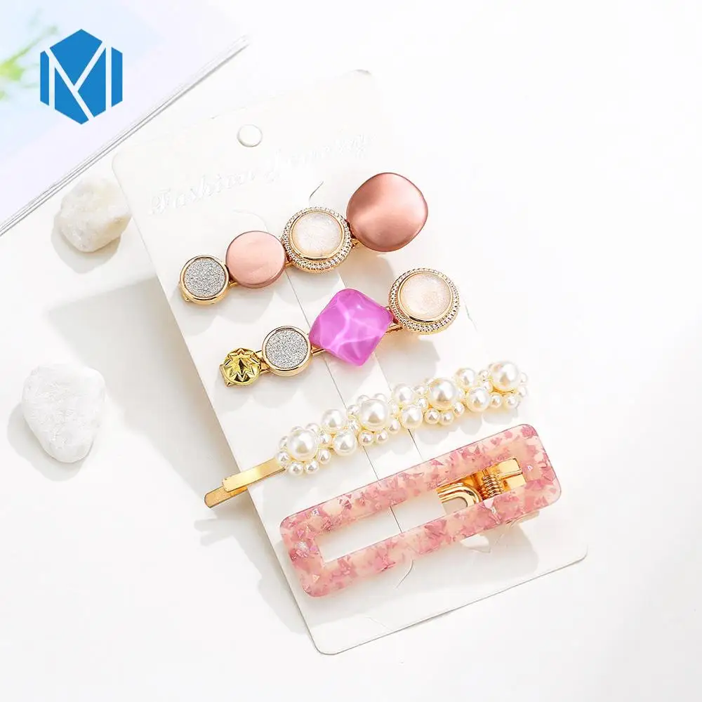 4pcs square pink M MISM INS Круглый корейский Кристалл Сплав заколки для волос Макарон цвет заколки BB шпильки Заколки для женщин обувь девочек аксессуары для волос - Цвет: 4pcs square pink